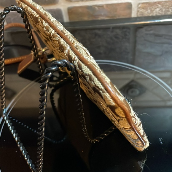 EC Coach Wristlet Monogram C cloth with brown  inside vintage like new condition - Picture 6 of 7